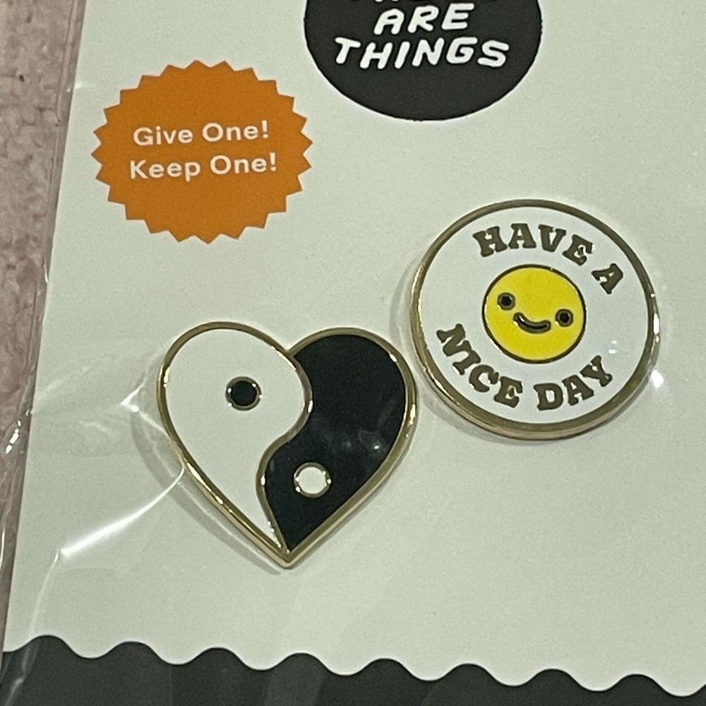 Yin Yang Heart and Smiley Face Pins 👀BUNDLE AND SAVE🥳